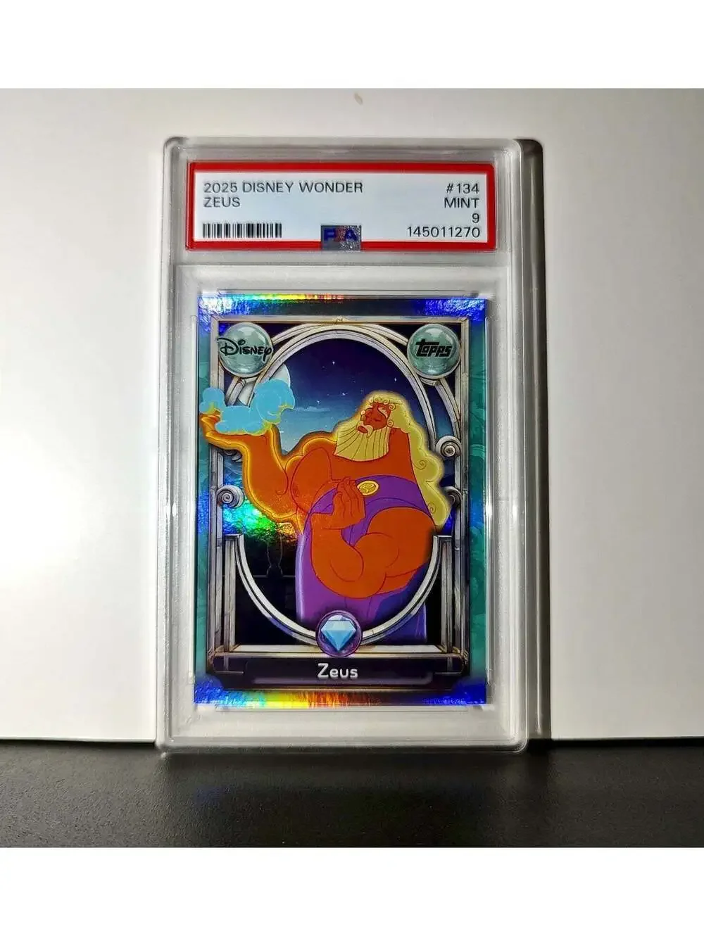 Zeus 2025 Topps Disney Wonder #134 Diamond Card Hercules PSA  PSA 9